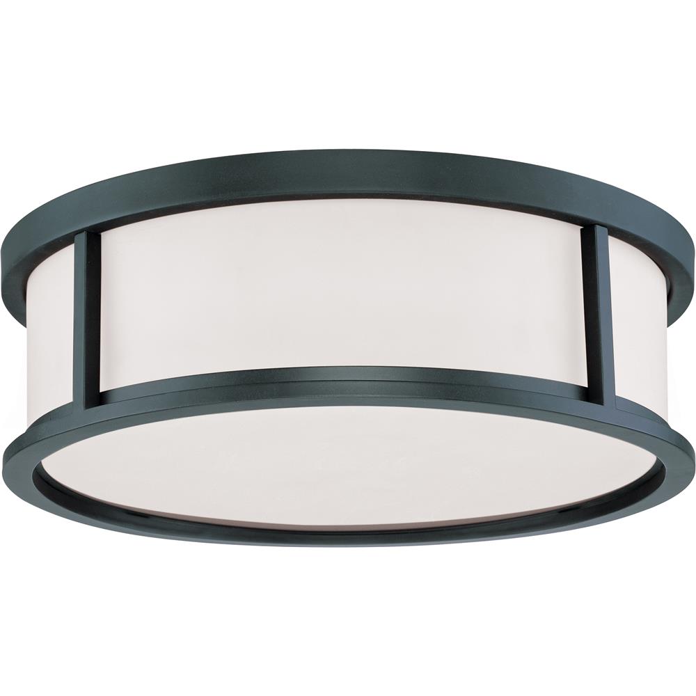 Nuvo Lighting 60/2983  Odeon - 3 Light 17" Flush Dome with Satin White Glass in Aged Bronze Finish